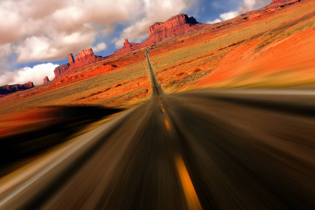 famous road to Monument Valley Utah