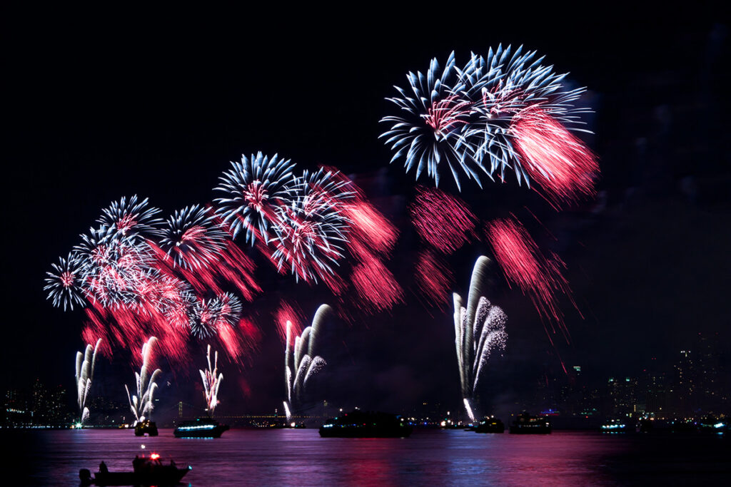 NYC fireworks barges