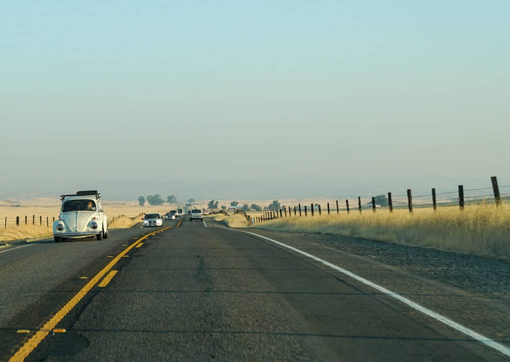 VW beetle on road