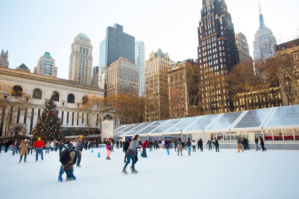 Ice skating in Bryant Park