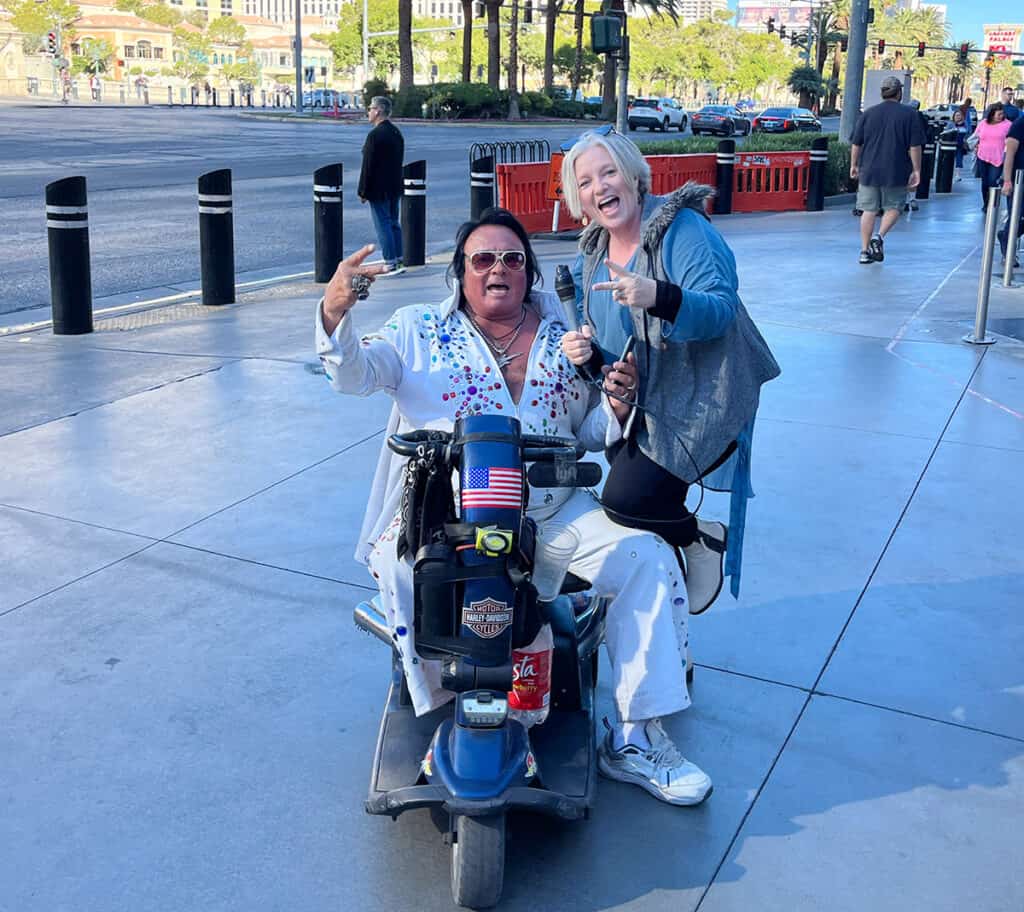 Elvis in mobility scooter