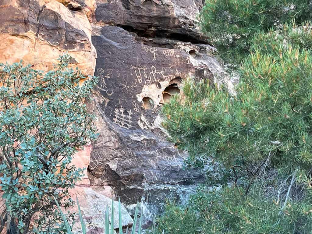 Petroglyphs on walls Red Rock Canyon
