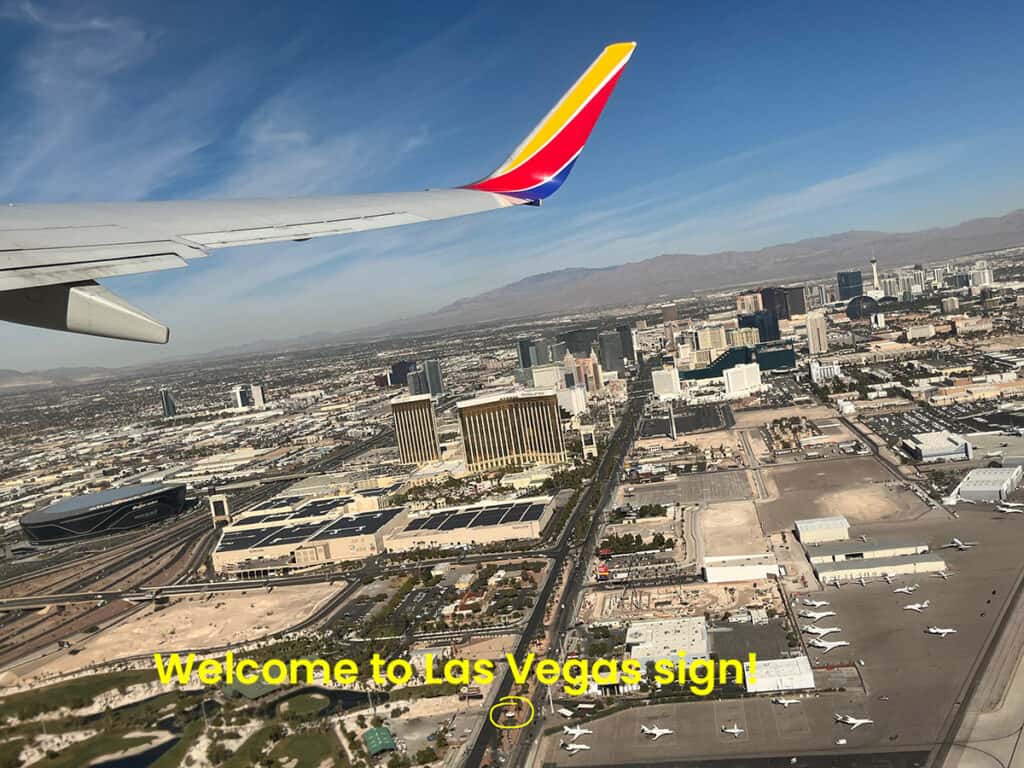 Southwest Airlines and welcome to Las Vegas sign