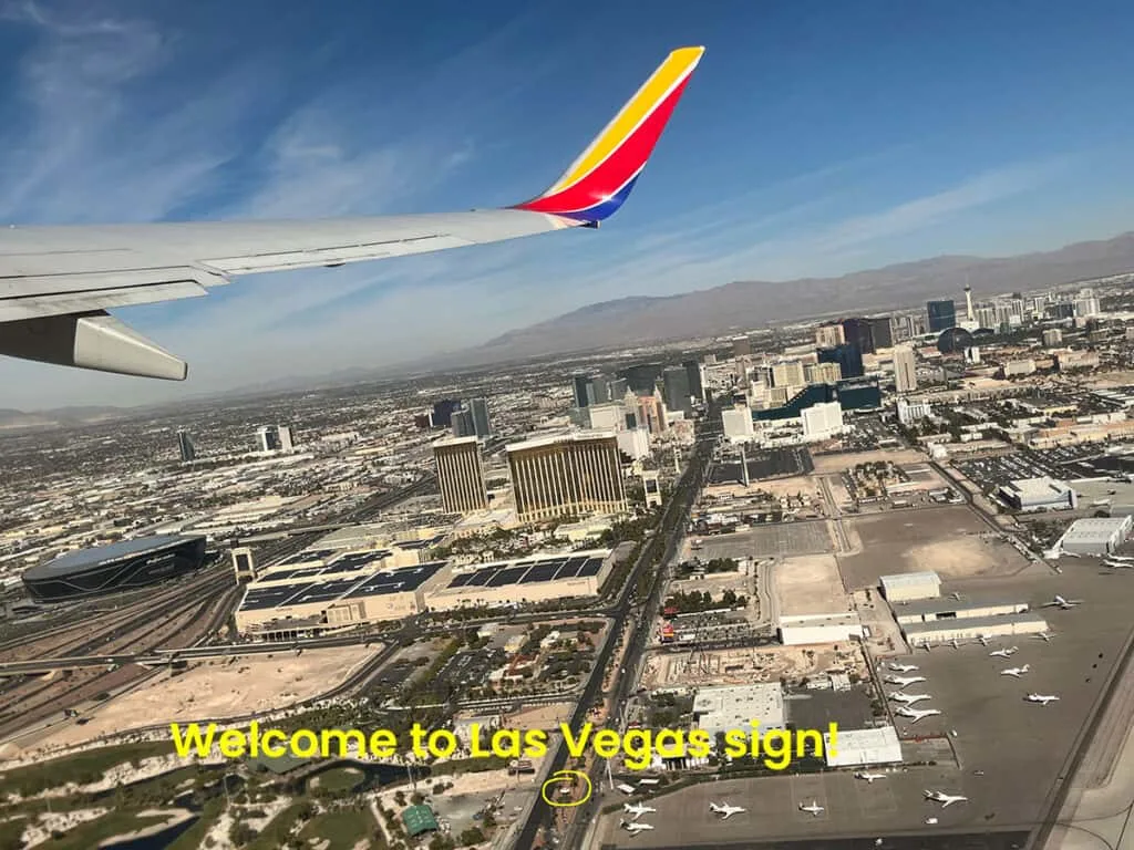Southwest Airlines and welcome to Las Vegas sign