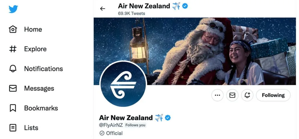 Air NZ Twitter account