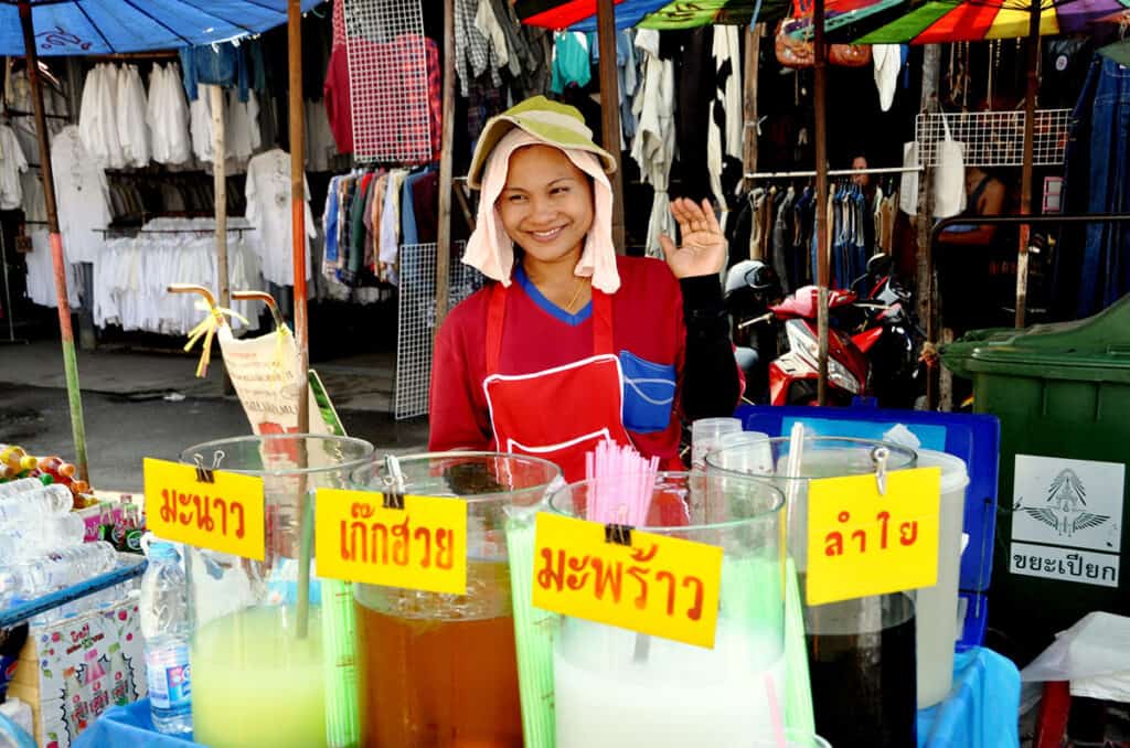 Vendor selling fruit tea at the Chatuchak Weekend Market