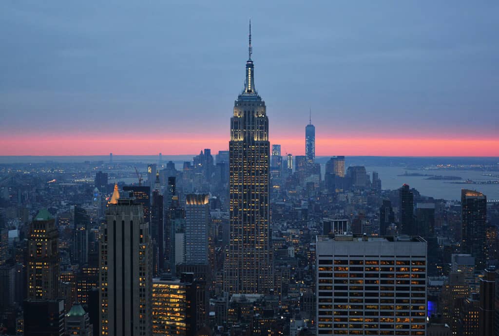 View of Empire State Building from top of Rockefeller