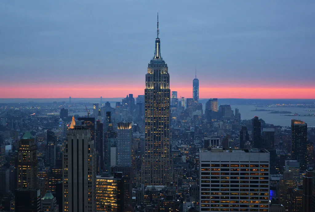 View of Empire State Building from top of Rockefeller