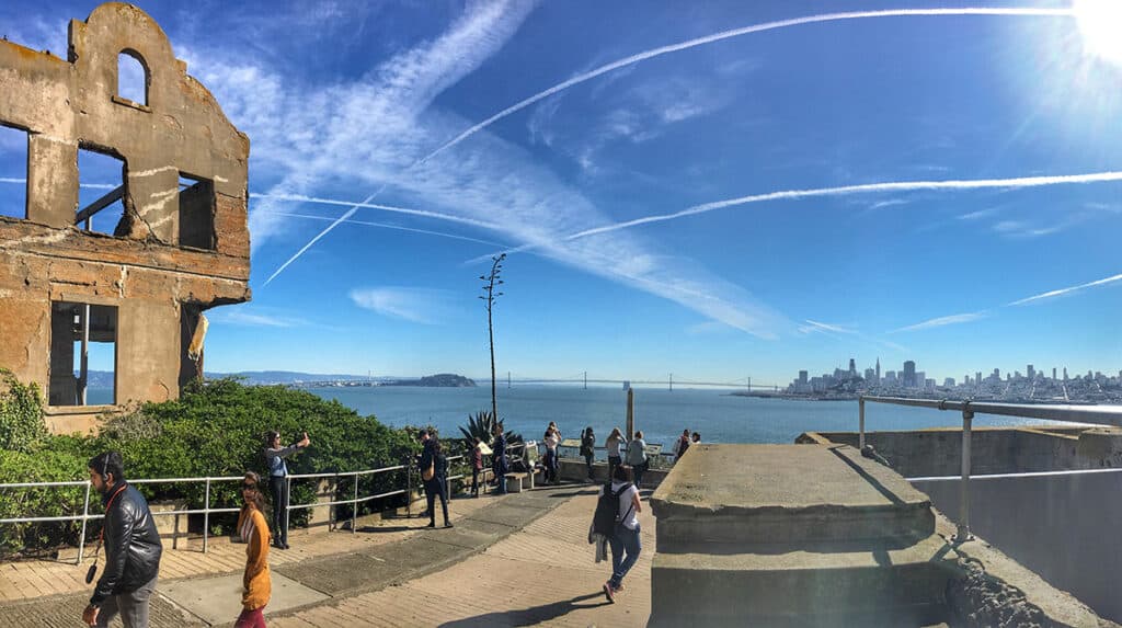 Airplane trails over Alcatraz!