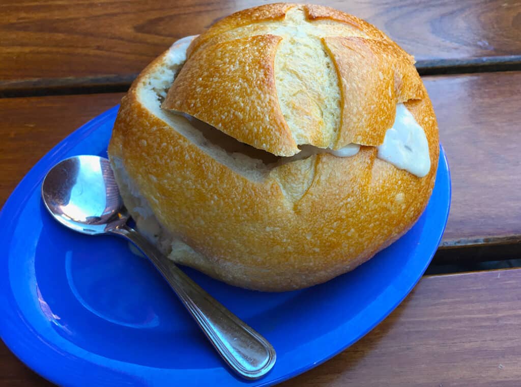 sour dough clam chowder bowl