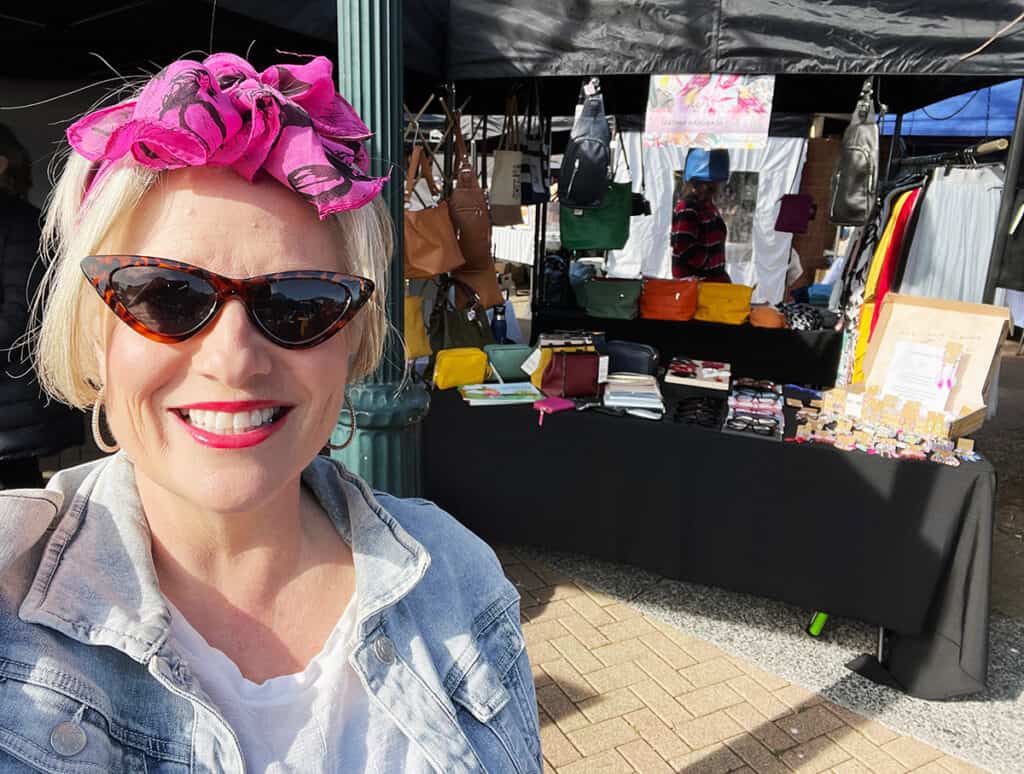 Megan in 1950s glasses for Howick Hop Market day