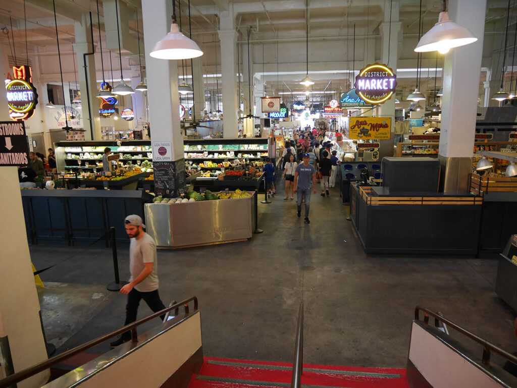 Inside Grand Central Market trying to decide