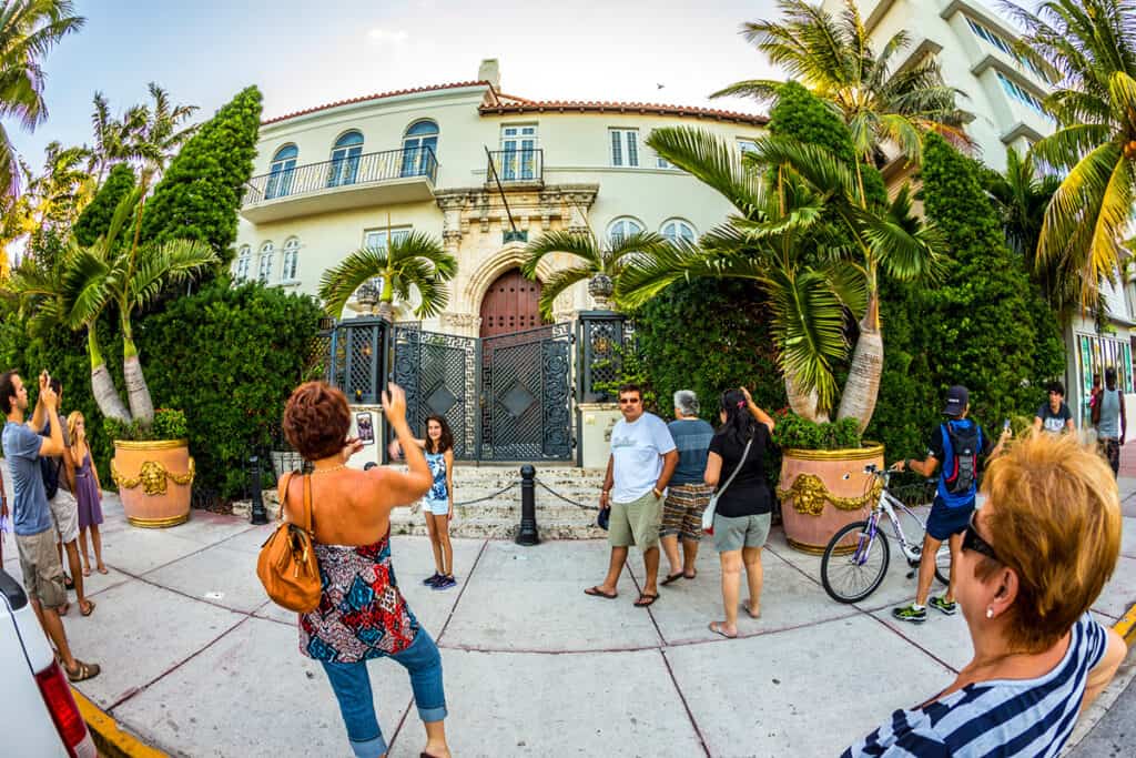 Selfies outside the Versace Mansion