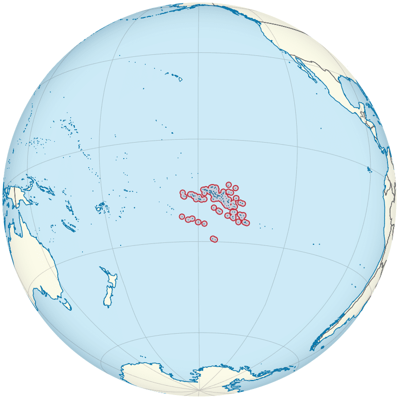 The islands of French Polynesia, located in the middle of the South Pacific.