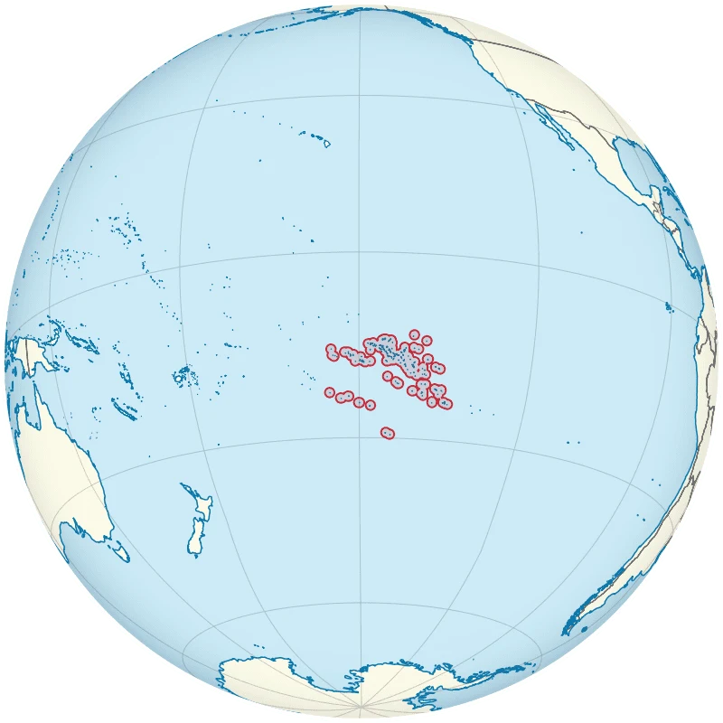 The islands of French Polynesia, located in the middle of the South Pacific.