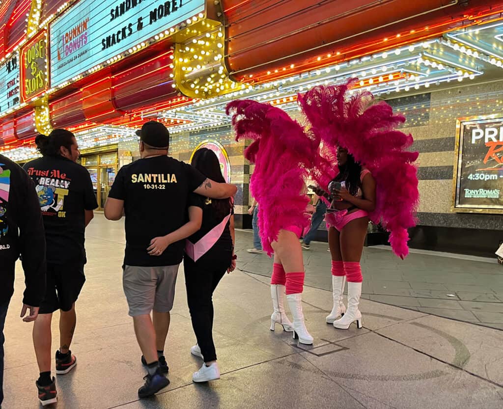 Sneaky pic of Las Vegas Showgirls on Fremont Street