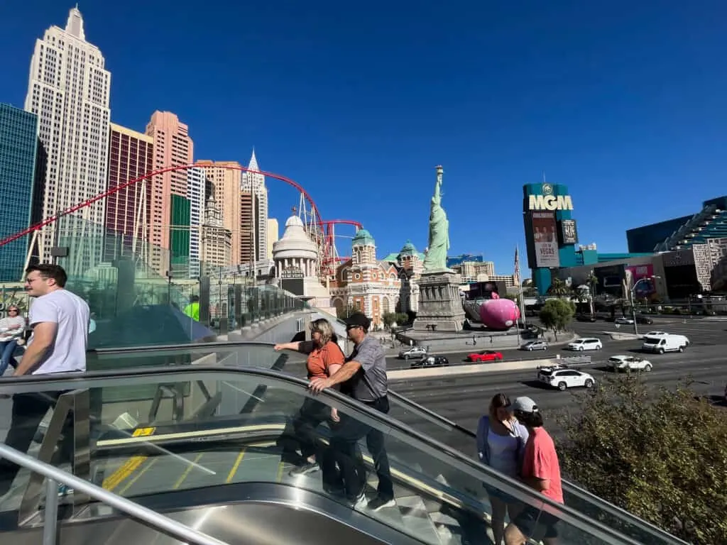 Escalators at the MGM Grand, New York New York, Excalibur corner