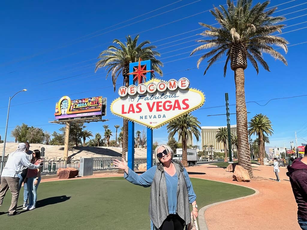 Megan at Las Vegas sign