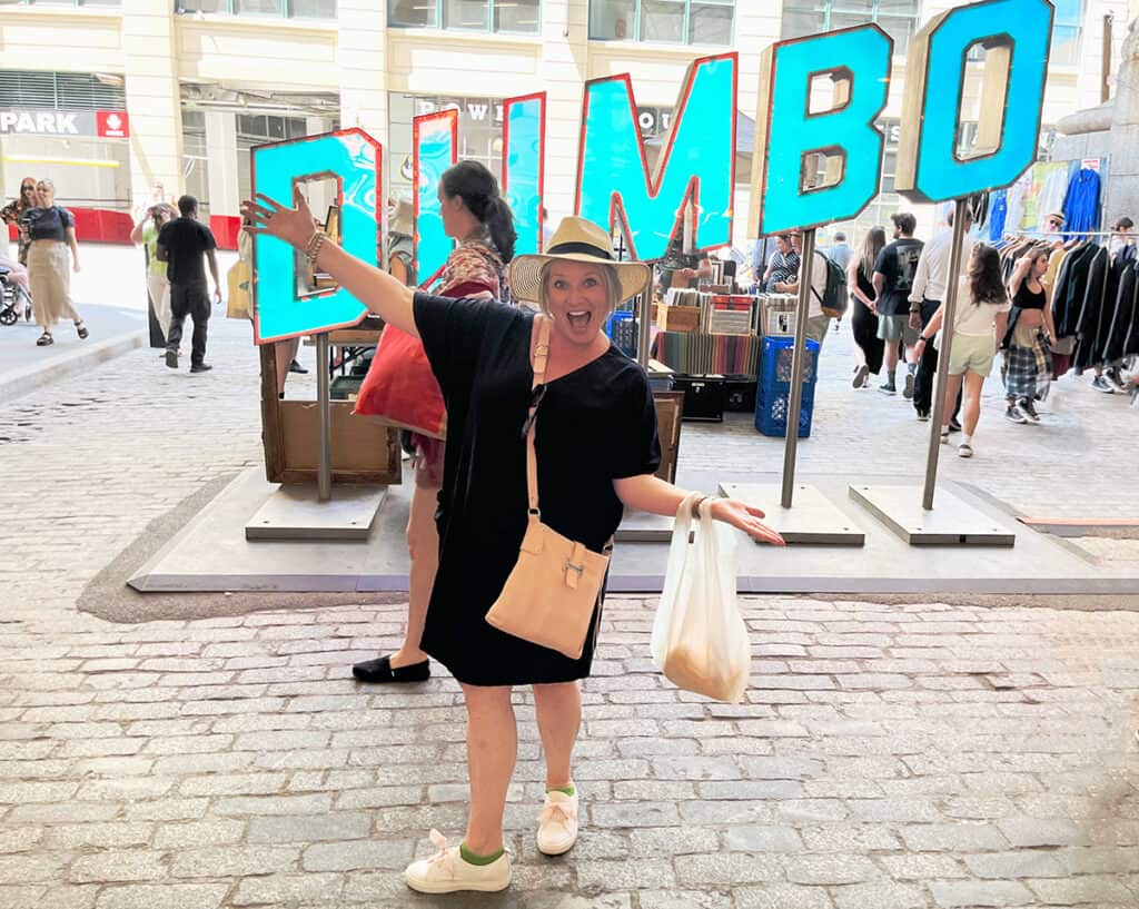 Megan flea market shopping in Dumbo