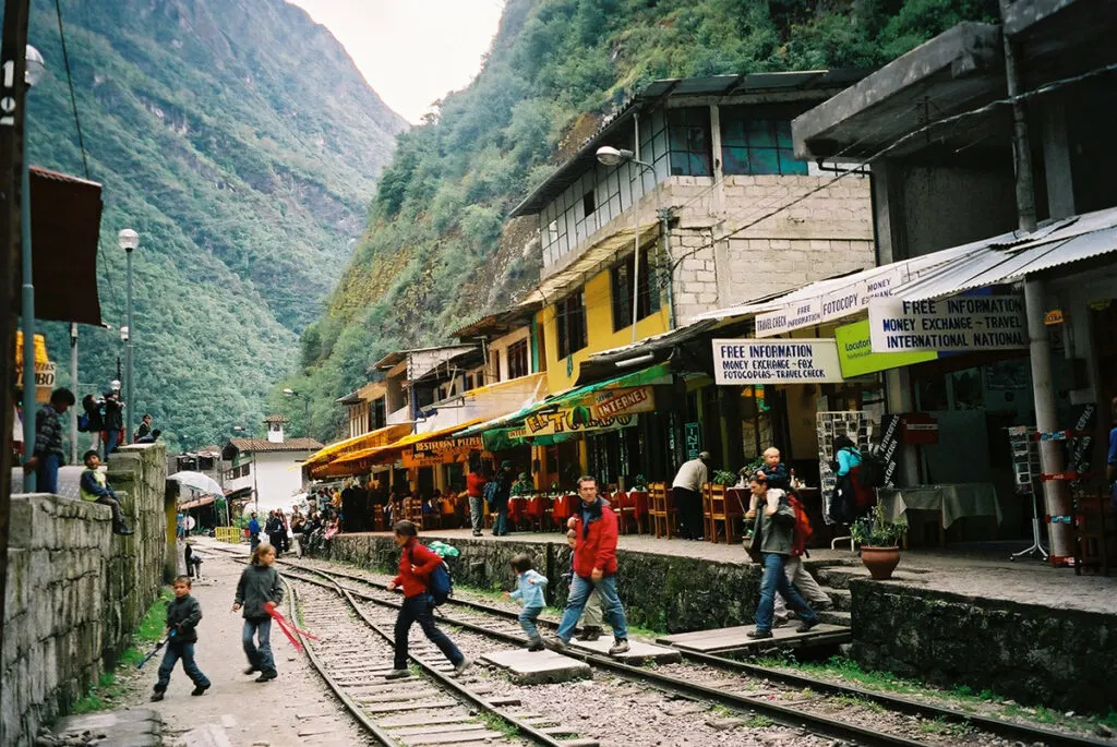 Crossing the tracks at Machu Picchu