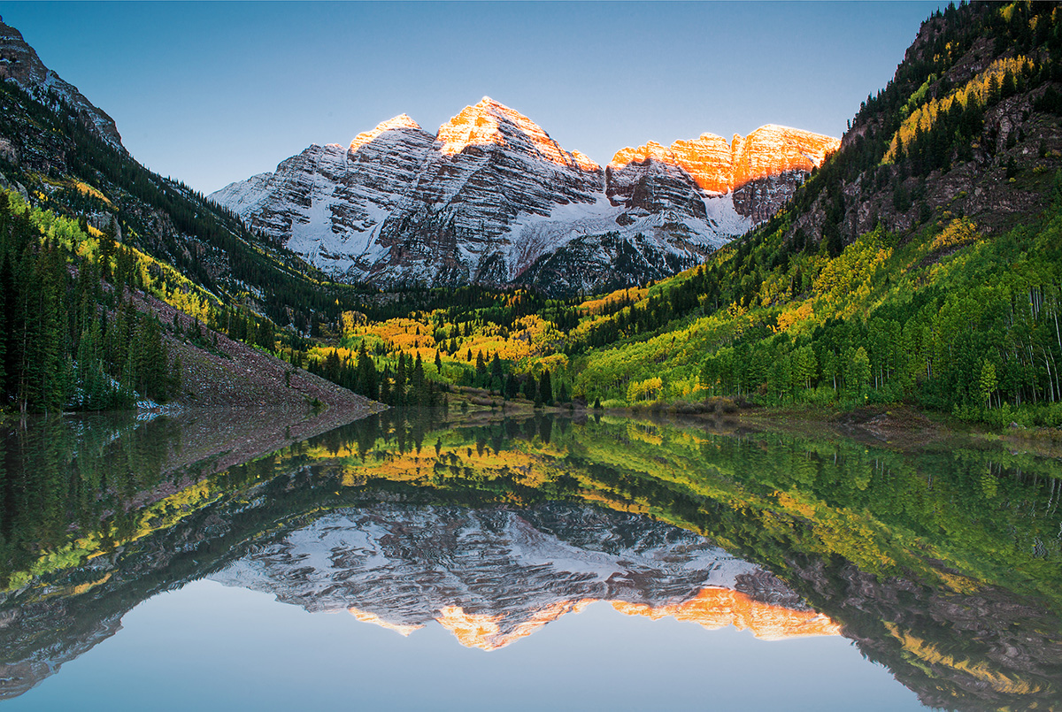 Reflections in Maroon Bells Lake, Colorado