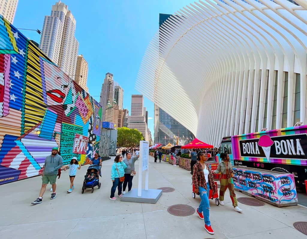 Colorful street art at the Oculus