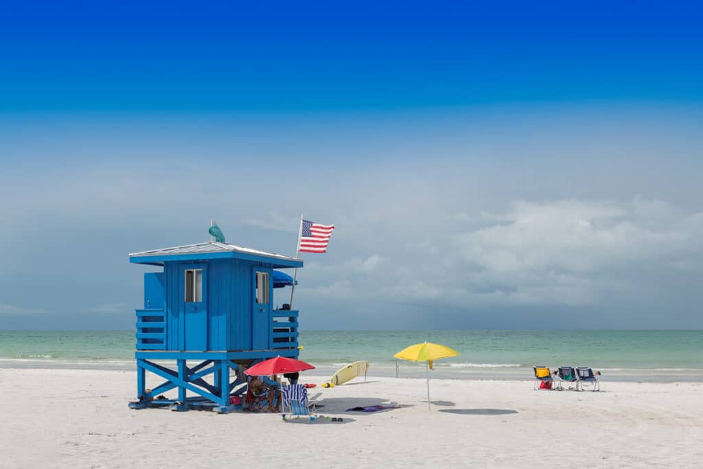 Blue Siesta Key lifeguard hut