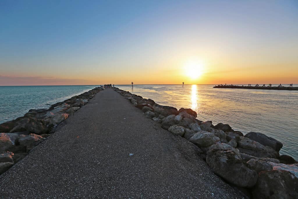 Venice jetty at sunset