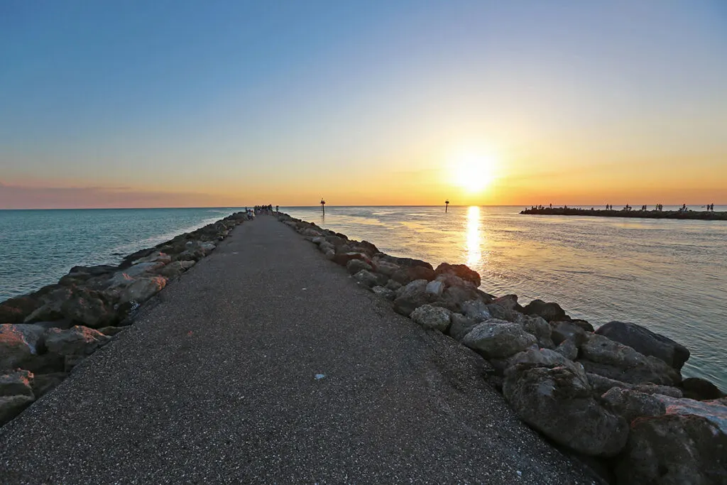 Venice jetty at sunset