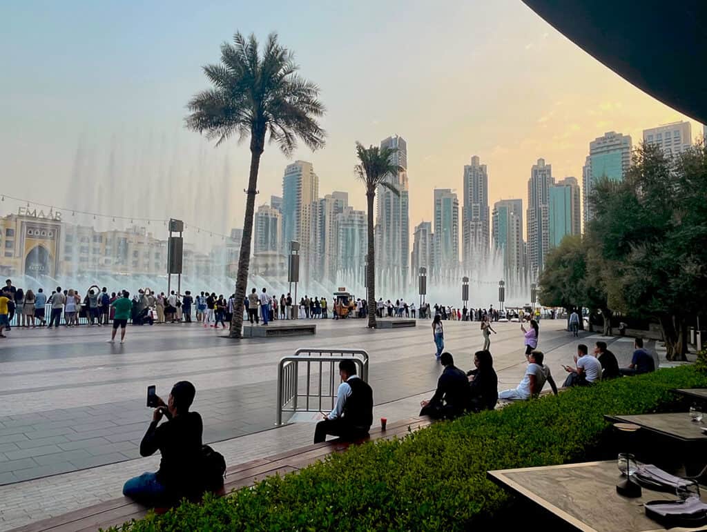 View in front of Kata restaurant of the Dubai fountains