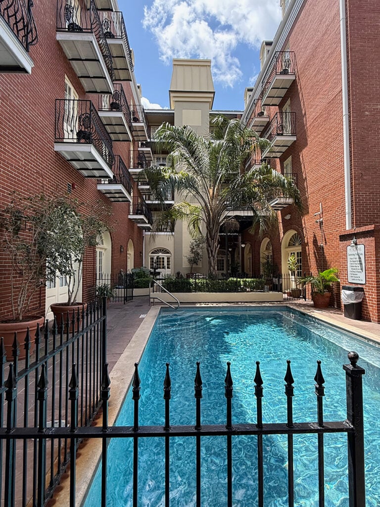 Balcony rooms overlooking the St Marie pool and courtyard