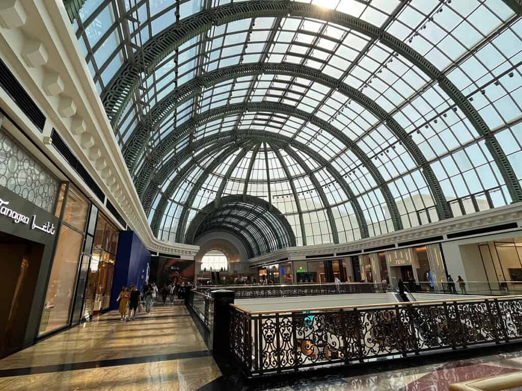 Glass ceiling on the top floor at the Mall of the Emirates