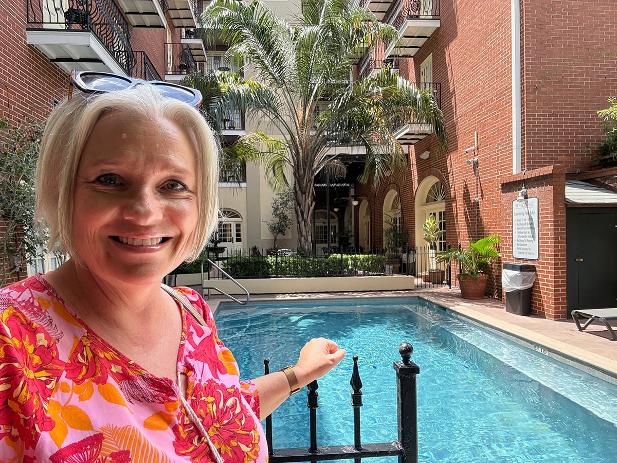 Megan at St Marie hotel pool in the French Quarter