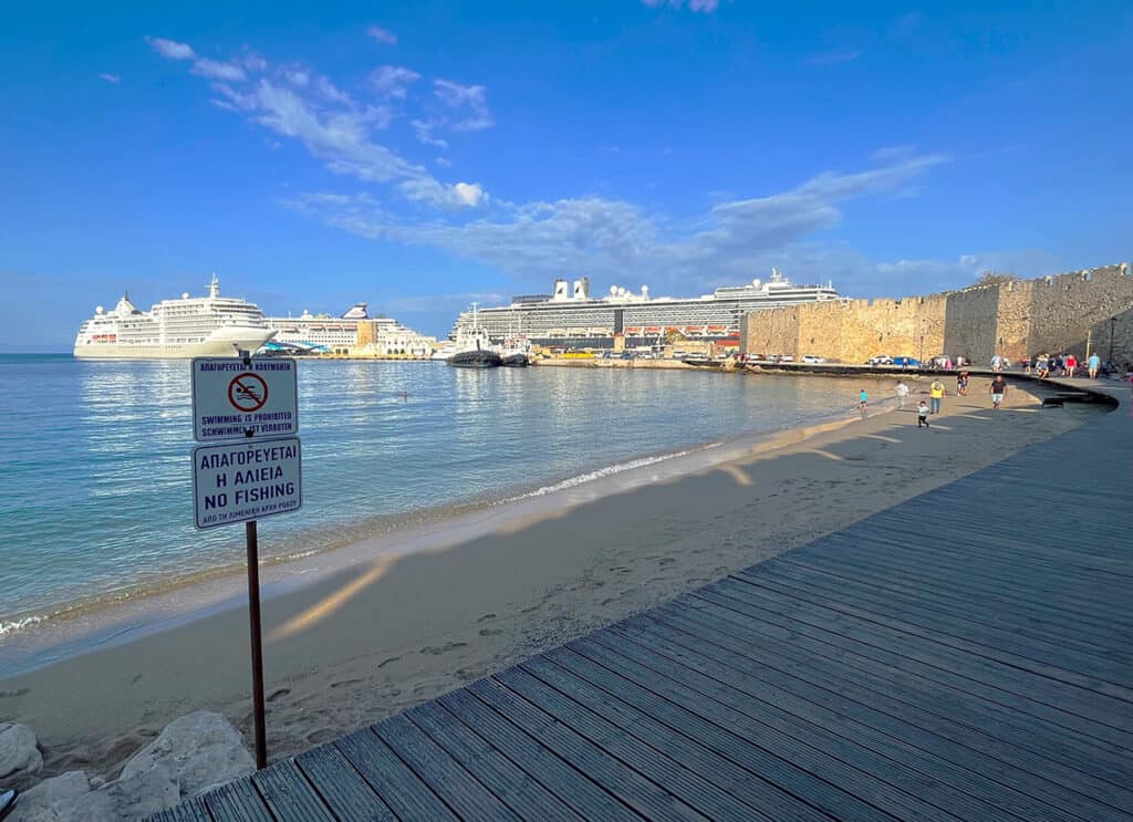 Cruise ships docked beside Old Town Rhodes