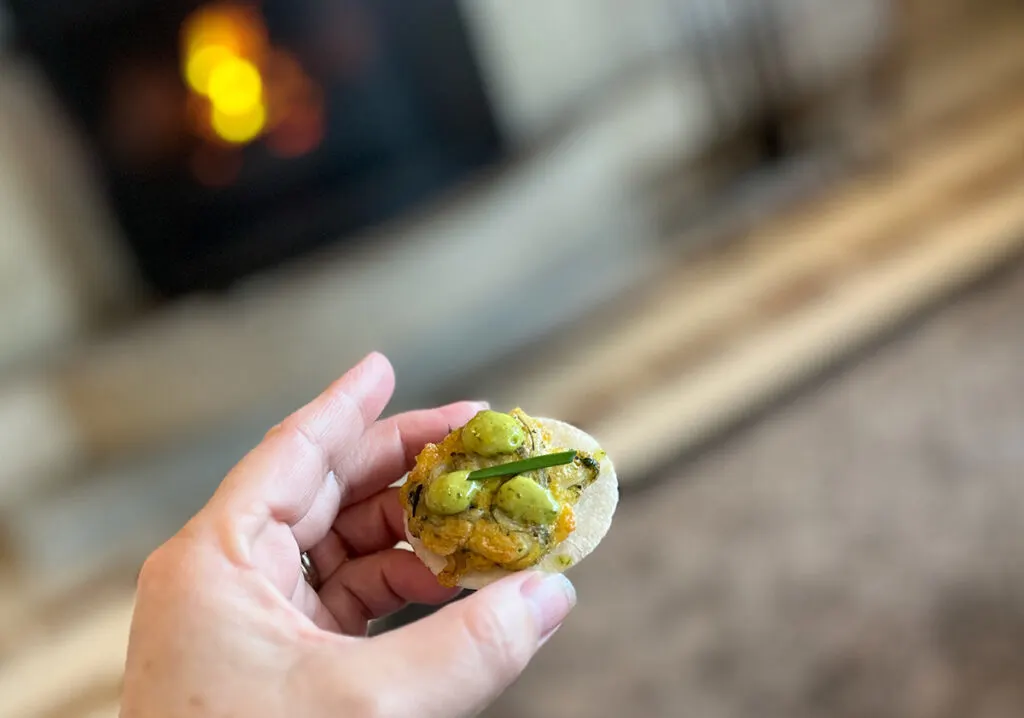 Whitebait on a cracker