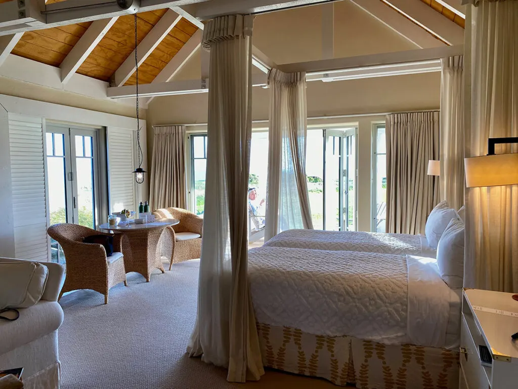 twin beds in our Wharekauhau cottage suite