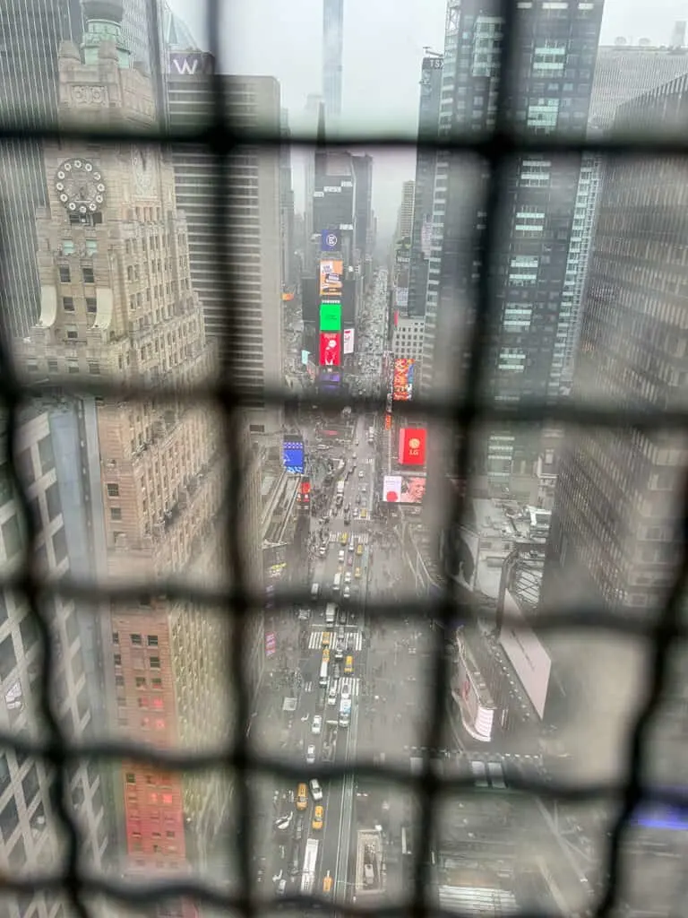 In the elevator of One Times Square to see Ball