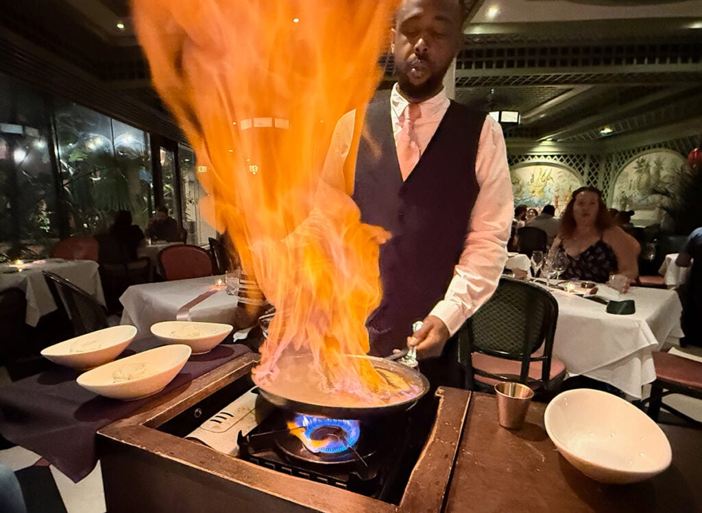 Banana's Foster being flambe'd tableside at Brennan's