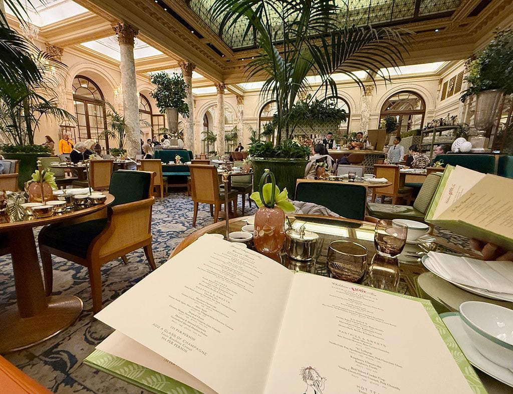 Palm Court at the Plaza New York with a menu on the table