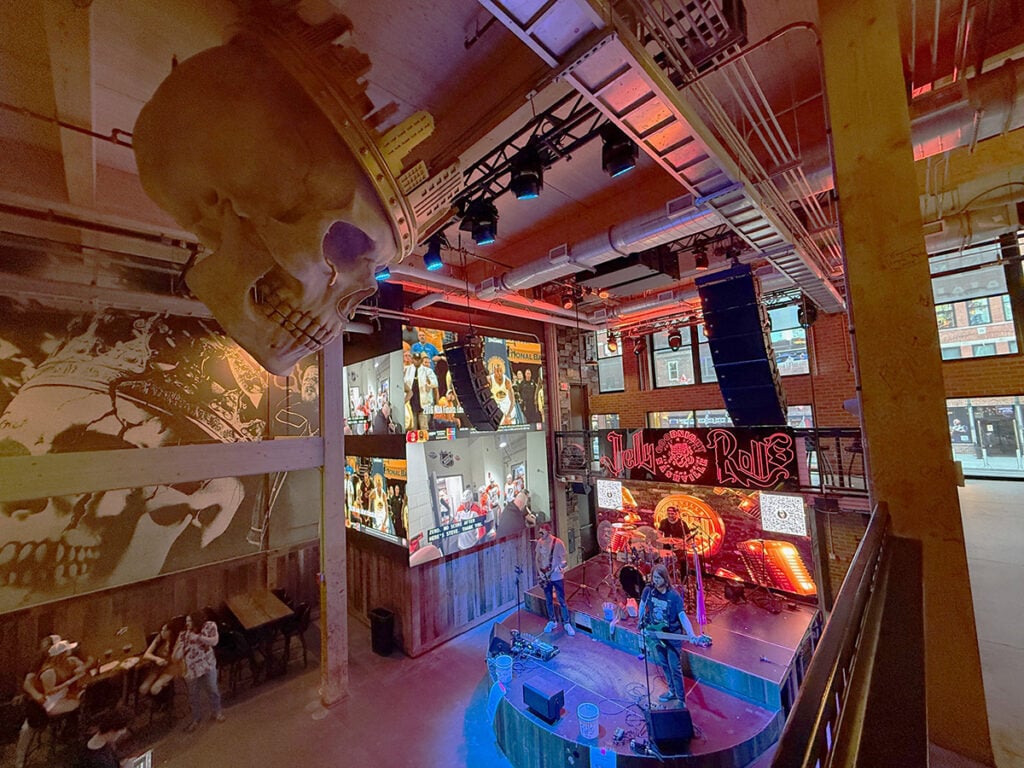 Upstairs at Jelly Roll's Goodnight Nashville under the rotating skull