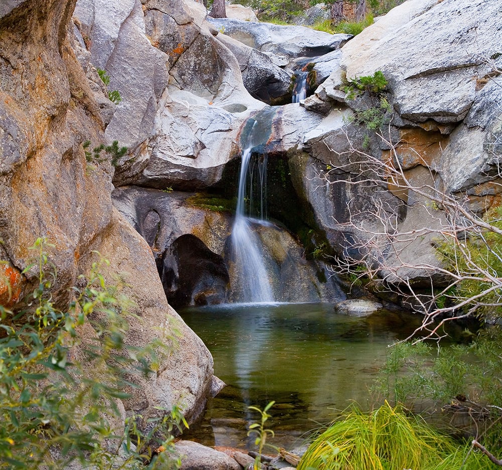 Beautiful Tahquitz falls cascading in to the river below