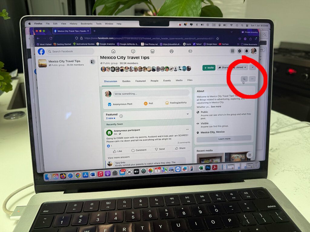 Facebook page search function