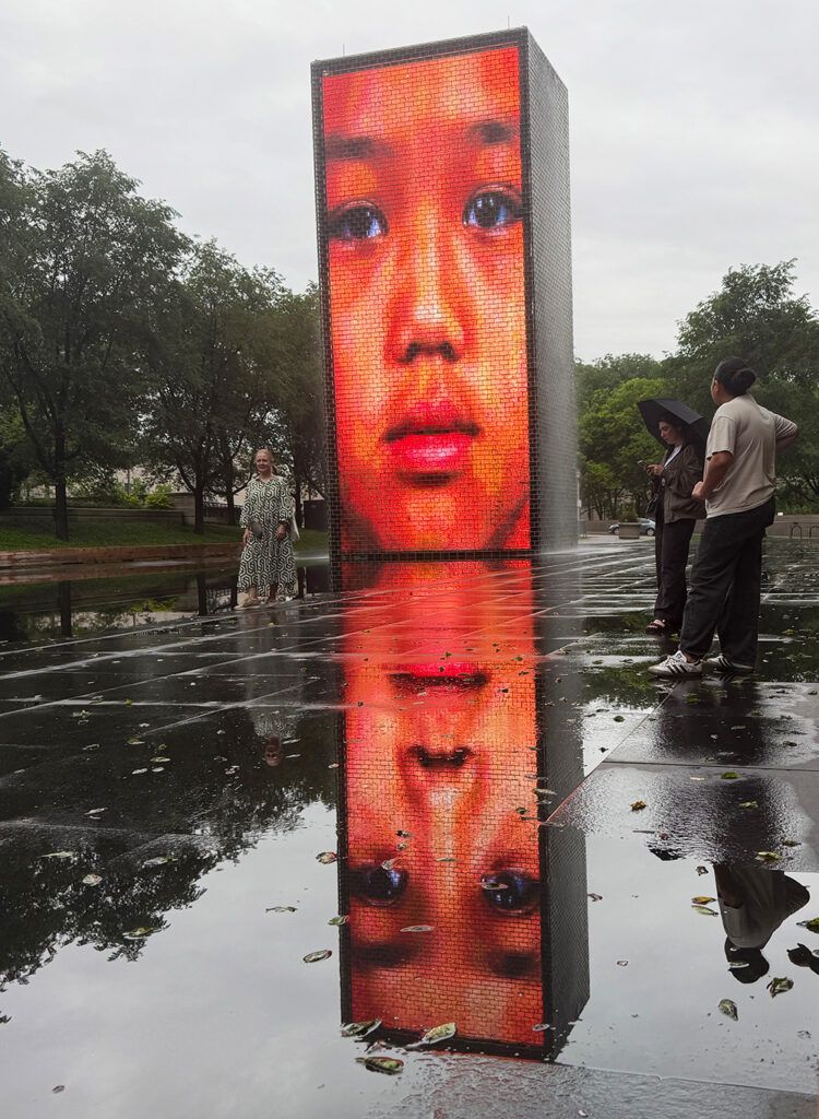 Crown Fountain face in Millennium Park