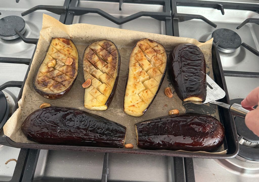 roasting eggplants
