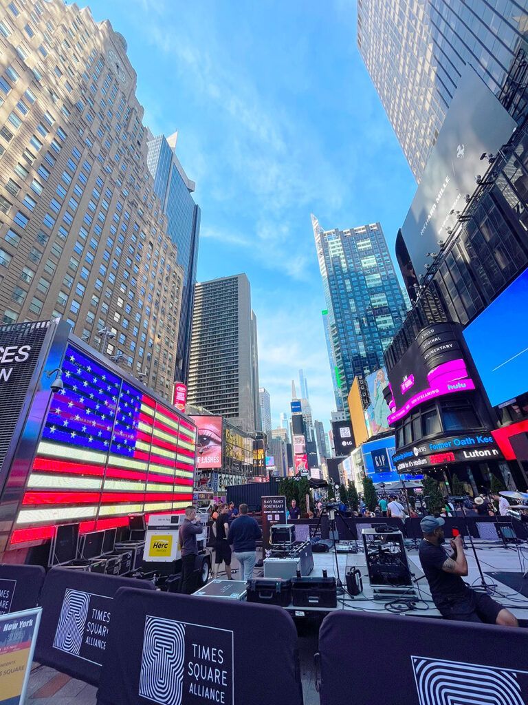 Times Square set up for new years eve