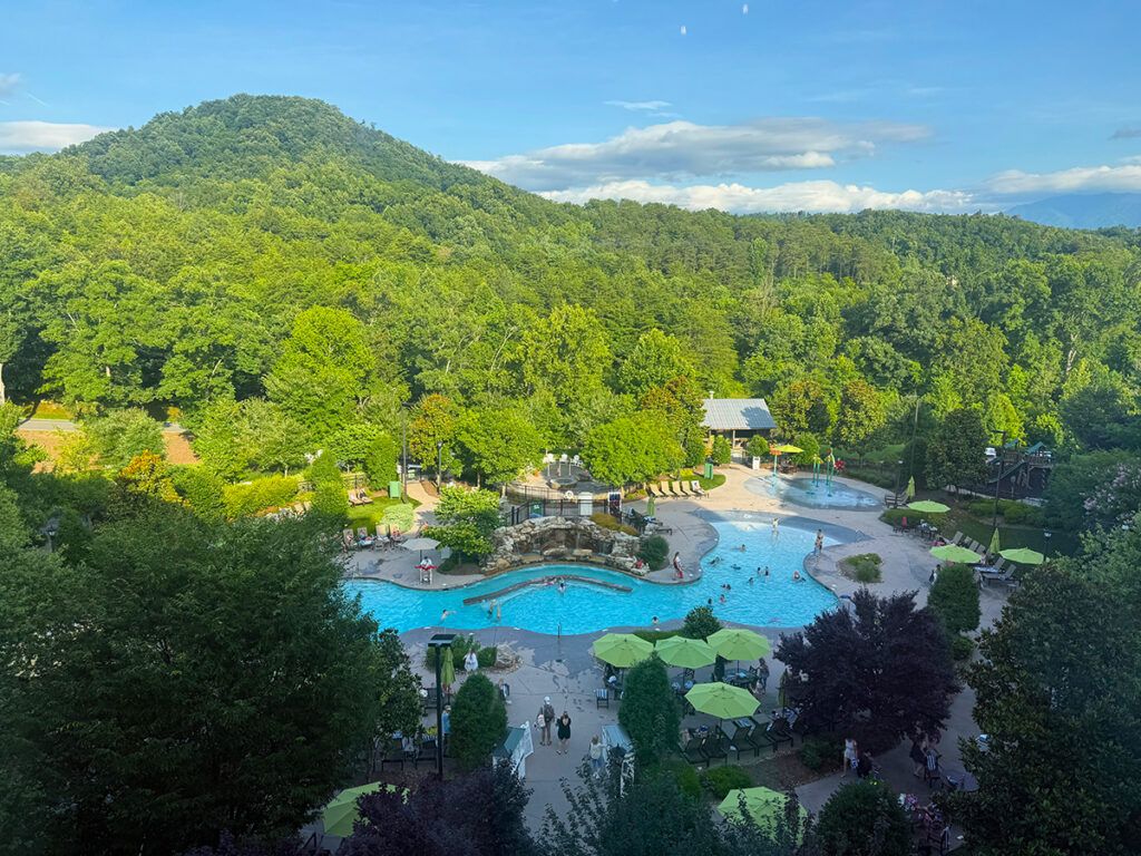 View from our window at Dream More over the resort pool
