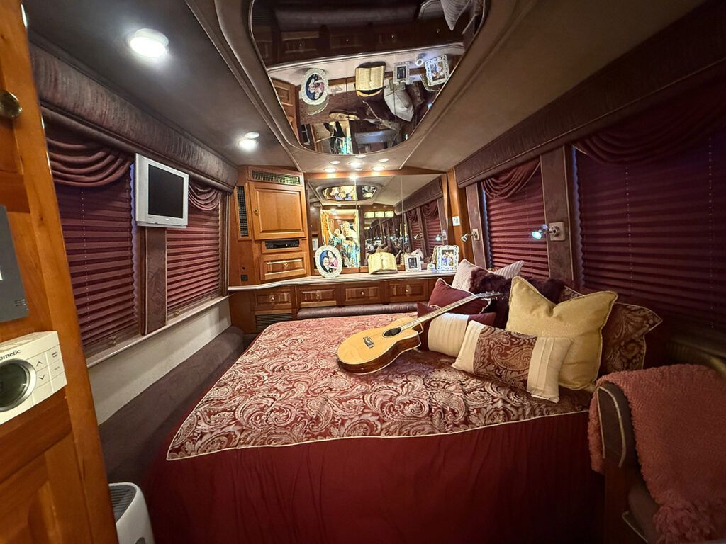 Dolly's bed at the back of her tour bus