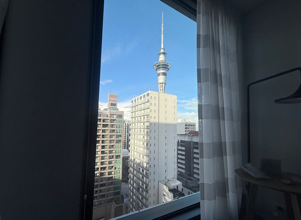 View of the Sky Tower from our window