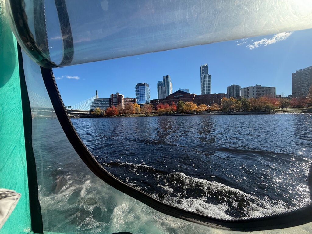 Looking out the Duck Boat window on the harbor