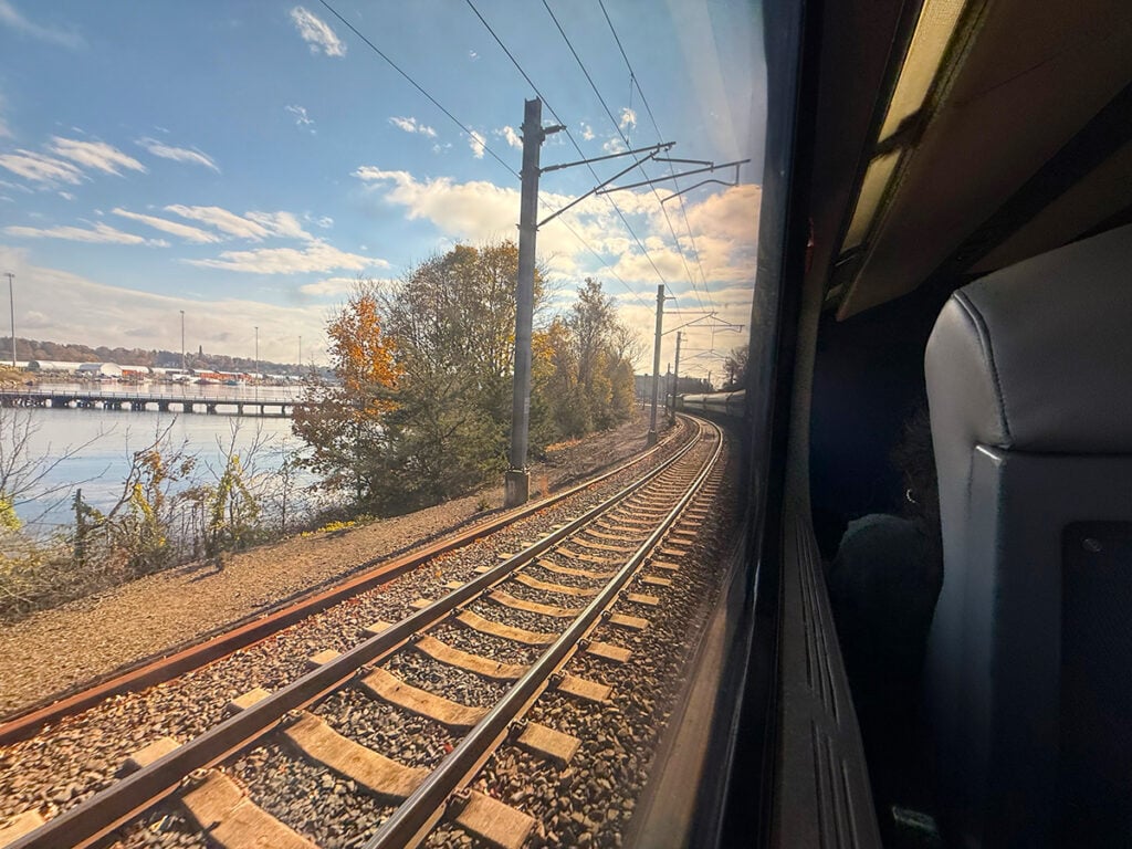 Onboard the train from Boston to New York